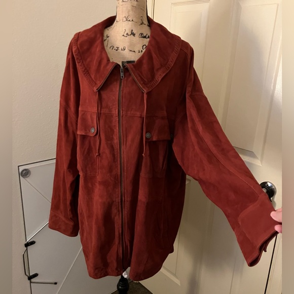 We The Free Jackets & Blazers - We The Free people FP suede Leather shirt Jacket red oversized baggy XL 14 16